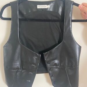 Black leather vest top